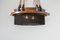 Amsterdam School Chandelier in Ebony, Carved Wood & Glass in Lead and Silk, 1920s, Image 5