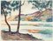 Madagascar East Coast Embouchure in River Watercolor by André Ragot, 1950s, Image 1
