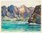 Nuka-Hiva the Bay of the Virgins Watercolor on Cardboard by André Ragot, 1950s, Image 1