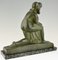 Huguenin Dumittan, Mutter und Kind Skulptur, Bronze, 1930er 5