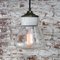 Vintage Industrial White Porcelain Clear Glass Brass Pendant Light 4