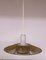 White Glass Ceiling Lamp with Teak Rim, 1970s, Image 1
