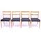 Sillas de comedor escandinavas de roble con asientos de cuero negro, años 50. Juego de 4, Imagen 4