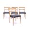 Scandinavian Oak Dining Chairs With Black Leather Seats, 1950s, Set of 4 8