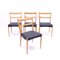 Scandinavian Oak Dining Chairs With Black Leather Seats, 1950s, Set of 4 7