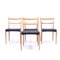 Scandinavian Oak Dining Chairs With Black Leather Seats, 1950s, Set of 4 5