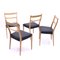 Sillas de comedor escandinavas de roble con asientos de cuero negro, años 50. Juego de 4, Imagen 11