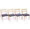 Scandinavian Oak Dining Chairs With Black Leather Seats, 1950s, Set of 4 1