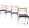 Scandinavian Oak Dining Chairs With Black Leather Seats, 1950s, Set of 4, Image 10