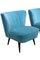 Club chair blu, Ungheria, anni '50, set di 2, Immagine 7