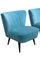 Club chair blu, Ungheria, anni '50, set di 2, Immagine 3