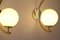 Midcentury Modern Italian Brass and White Glass Sconces, 1990s, Set of 2 10