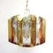 Space Age Brass and Crystal Iridescent Pendant Lamp, 1970s 1