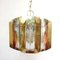 Space Age Brass and Crystal Iridescent Pendant Lamp, 1970s, Image 1