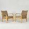 Birch and Linen Lounge Chairs by Axel Larsson for Bodafors, Sweden, 1930s, Set of 2 2