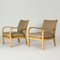 Birch and Linen Lounge Chairs by Axel Larsson for Bodafors, Sweden, 1930s, Set of 2 3
