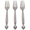 Acanthus Pastry Forks by Johan Rohde for Georg Jensen, Set of 3 1