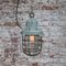 Lampe à Suspension Industrielle Vintage en Verre Gris Clair en Fonte 4