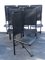 Vintage Tripod Black Leather and Black Metal Side Chairs, Set of 6, Image 2
