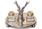Silver-Plated Stag's Head Ink Stand Desk with Pop Up Inkwells from by W.W. Harrison & Co., Set of 3, Image 1
