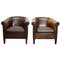 Vintage Dutch Brown Leather Club Chairs, Set of 2, Image 1