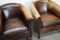 Vintage Dutch Brown Leather Club Chairs, Set of 2 3