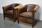 Vintage Dutch Brown Leather Club Chairs, Set of 2, Image 4