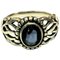 Classic Blue Swedish Oval Stone Silver Ring, 1940s 1