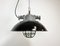 Industrial Black Enamel and Cast Iron Cage Pendant Lamp, 1950s 1