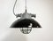Industrial Black Enamel and Cast Iron Cage Pendant Lamp, 1950s, Image 1