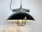 Industrial Black Enamel and Cast Iron Cage Pendant Lamp, 1950s 11