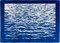 Olas del mar Mediterráneo en azul, estampado cyanotype, 2019, Imagen 1