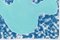 Recorte de hoja turquesa sobre fondo abstracto nublado, cianotipo, 2020, Imagen 8
