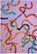 Abstraktes Diptych von Leuchtenden Gelben Strichen auf Violetter Malerei, 2020 4