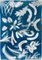 Cyanotipo botánico de formas florales únicas Monotype exclusivo y elegante de mármol, año 2020, Imagen 1