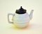 Small Victorian Salt Glazed White Ironstone Teapot with Pewter Lid, 1860s 1