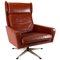 Danish Red Brown Leather Easy Chair, 1960s 1