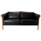 Danish Black Leather Two-Seat Sofa, 1960s 1