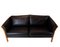 Danish Black Leather Two-Seat Sofa, 1960s 2