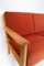 Oak and Red Wool Three-Seat Sofa by Hans J. Wegner for Getama, 1960s 8