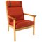 Oak and Red Wool Easy Chair by Hans J. Wegner for Getama, 1960s, Image 1