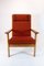 Oak and Red Wool Easy Chair by Hans J. Wegner for Getama, 1960s, Image 2
