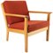 Oak and Red Wool Easy Chair by Hans J. Wegner for Getama, 1960s 1