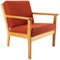 Oak and Red Wool Easy Chair by Hans J. Wegner for Getama, 1960s, Image 1