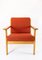 Oak and Red Wool Easy Chair by Hans J. Wegner for Getama, 1960s, Image 2