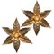 Willy Daro Style Brass Double Flower Wall Lights, 1970s 9