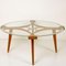 Solid Brass Walnut Glass Coffee Table by William Watting for Fristho, 1950s 13