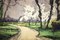 Path with Trees, Watercolor, Image 4