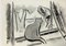 Encre Hellmuth Mueller-Leuter, At The Window Cat, encre sur papier 2