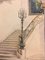 Alexander Schadan, Staircase, Marble Columns & Baroque Chandeliers, 1943, Watercolor 7